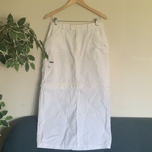 90’s zipper cargo maxi skirt white